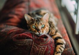 Chat allongé regard